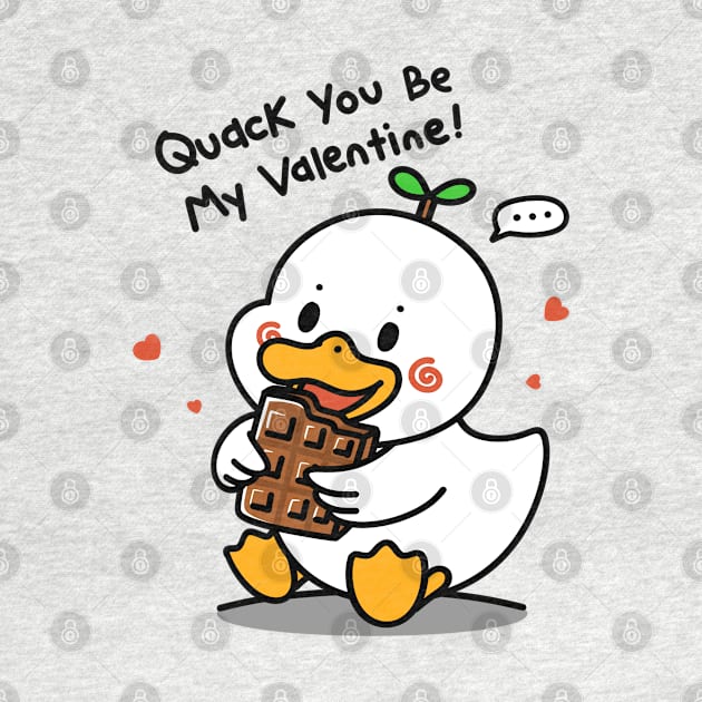 Happy Valentine With Cute Pinwheel Duck Eat Chocolate by Nine Tailed Cat